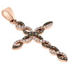 14K Rose Gold Brown Diamond Braided Cross Pendant Infinity Style Charm 1/5 Ct.