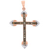 14K Rose Gold Brown Diamond 4-Point Latin Cross Pendant Ladies Charm 0.25 Ct.