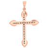 14K Rose Gold Brown Diamond 4-Point Latin Cross Pendant Ladies Charm 0.25 Ct.