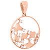 14K Rose Gold Round Diamond Scattered Butterfly Pendant Cut-Out Charm 1/10 Ct.