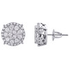 14K White Gold Round Diamond Flower Studs 4 Prong Halo Cluster Earrings 1.25 Ct.