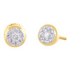 14K Yellow Gold Round Diamond Circle Flower Studs Mini Cluster Earrings 0.25 Ct.