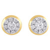 14K Yellow Gold Round Diamond Circle Flower Studs Mini Cluster Earrings 0.75 Ct.