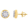 14K Yellow Gold Round Diamond Circle Flower Studs Mini Cluster Earrings 0.75 Ct.