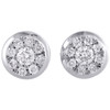 14K White Gold Round Diamond Flower Studs Mini Circle Cluster Earrings 1 Ct.