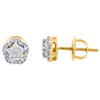14K Yellow Gold Round Diamond Star Mini Studs Halo Earrings 1.75mm 0.25 Ct.