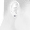 14K White Gold Round Diamond Flower Studs Small 7.5mm Cluster Earrings 0.63 Ct.