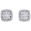 14K White Gold Round Solitaire Diamond Flower Studs Square Halo Earrings 1 Ct.