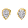 14K Yellow Gold Round Diamond Teardrop Studs Small Flower Earrings 0.25 Ct.