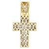 10K Yellow Gold Diamond Mini Domed Outline Cross Pendant 1.45" Mens Charm 1/4 Ct