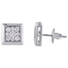 14K White Gold Round Diamond Flower Studs Square Cluster Mini Earrings 0.50 Ct.