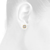 14K Yellow Gold Round Diamond Square Flower Studs Mini 7mm Earrings 0.25 Ct.