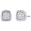 14K White Gold Round Diamond Flower Studs Rounded Square Cluster Earrings 1/4 Ct