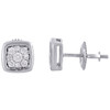 14K White Gold Round Diamond Flower Studs Rounded Square Cluster Earrings 1/4 Ct