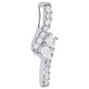 14K White Gold Two Stone Round Diamond Hearts Together Pendant Slide Charm 1 CT.