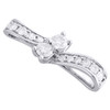 14K White Gold 2 Stone Round Diamond Hearts Together Pendant Slide Charm 1/2 CT.