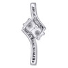 14K White Gold Two Stone Round Cut Diamond Hearts Together Pendant Charm 1/2 CT