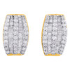 14K Yellow Gold Baguette & Round Diamond Designer Hoops Ladies Earrings 1 Ct.