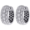 14K White Gold Round Diamond Scattered Huggies Ladies Hoop Earrings 0.88 Ct.