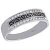14K White Gold Diamond Mens Wedding Band Black Greek Key Engagement Ring 1/4 Ct.