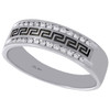14K White Gold Diamond Mens Wedding Band Black Greek Key Engagement Ring 1/4 Ct.