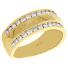 14K Yellow Gold Diamond Mens Wedding Band Textured Design Engagement Ring 1 Ct.