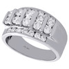 14K White Gold Round Diamond Mens Wedding Band Tier Design Engagement Ring 2 Ct.