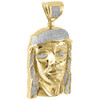 Genuine Pave Diamond Jesus Piece Charm 10K Yellow Gold 1.71" Pendant 0.25 Ct.