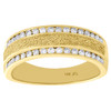 14K Yellow Gold Diamond Mens Wedding Band Textured Design Engagement Ring 1/2 Ct