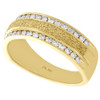 14K Yellow Gold Diamond Mens Wedding Band Textured Design Engagement Ring 1/2 Ct