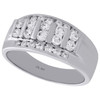 10K White Gold Round Diamond Mens Wedding Band Tier Design Engagement Ring 1 Ct.