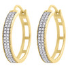 10K Yellow Gold Genuine Diamond Hoops Huggie 0.75" Ladies Pave Earrings 0.26 Ct.