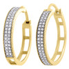 10K Yellow Gold Genuine Diamond Hoops Huggie 0.75" Ladies Pave Earrings 0.26 Ct.