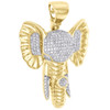 10K Yellow Gold Diamond Elephant Trunk Pendant 1.80" Mens Pave Charm 0.90 CT.