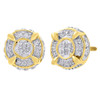 10K Yellow Gold Round Cut Diamond 3D Circle Studs 9mm Pave Earrings 0.25 Ct.
