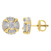 10K Yellow Gold Round Cut Diamond 3D Circle Studs 9mm Pave Earrings 0.25 Ct.