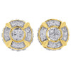10K Yellow Gold Round Cut Diamond 3D Circle Studs 9mm Pave Earrings 0.25 Ct.