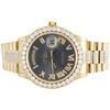 Rolex President Day-Date 18038 Diamond Watch 18K Gold 36mm Gray Roman 8.06 CT.