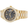 Rolex President Day-Date 18038 Diamond Watch 18K Gold 36mm Gray Roman 8.06 CT.