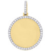 10K Yellow Gold Memory Frame Diamond Medallion Photo Engrave Pendant 1.15 CT.