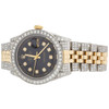 Rolex DateJust 16013 Diamond Watch 18K Two Tone / Steel 36mm Black Dial 8 CT.