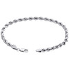 10K White Gold Diamond Cut 5mm Hollow Rope Link Unisex Bracelet / Anklet 10"