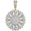 10K Yellow Gold Round Diamond Cluster Medallion Frame Pendant 1.5" Charm 1.27 CT