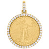22K American Eagle Gold Coin 1 oz. & 10K Diamond Mounting Pendant Charm 2.85 CT.