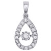 10K White Gold Dancing Diamond Center Teardrop Pendant Ladies Charm 0.33 Ct.