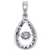 10K White Gold Dancing Diamond Center Teardrop Pendant Ladies Charm 0.33 Ct.