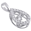 10K White Gold Dancing Diamond Center Teardrop Pendant Ladies Charm 0.33 Ct.