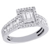 14K White Gold Emerald Cut Diamond Wedding Engagement Ring Ladies Halo 1 CT.