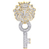 10K Yellow Gold Genuine Diamond Lion Head & Key Pendant 1.90" Pave Charm 7/8 CT.