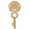 10K Yellow Gold Genuine Diamond Lion Head & Key Pendant 1.90" Pave Charm 7/8 CT.